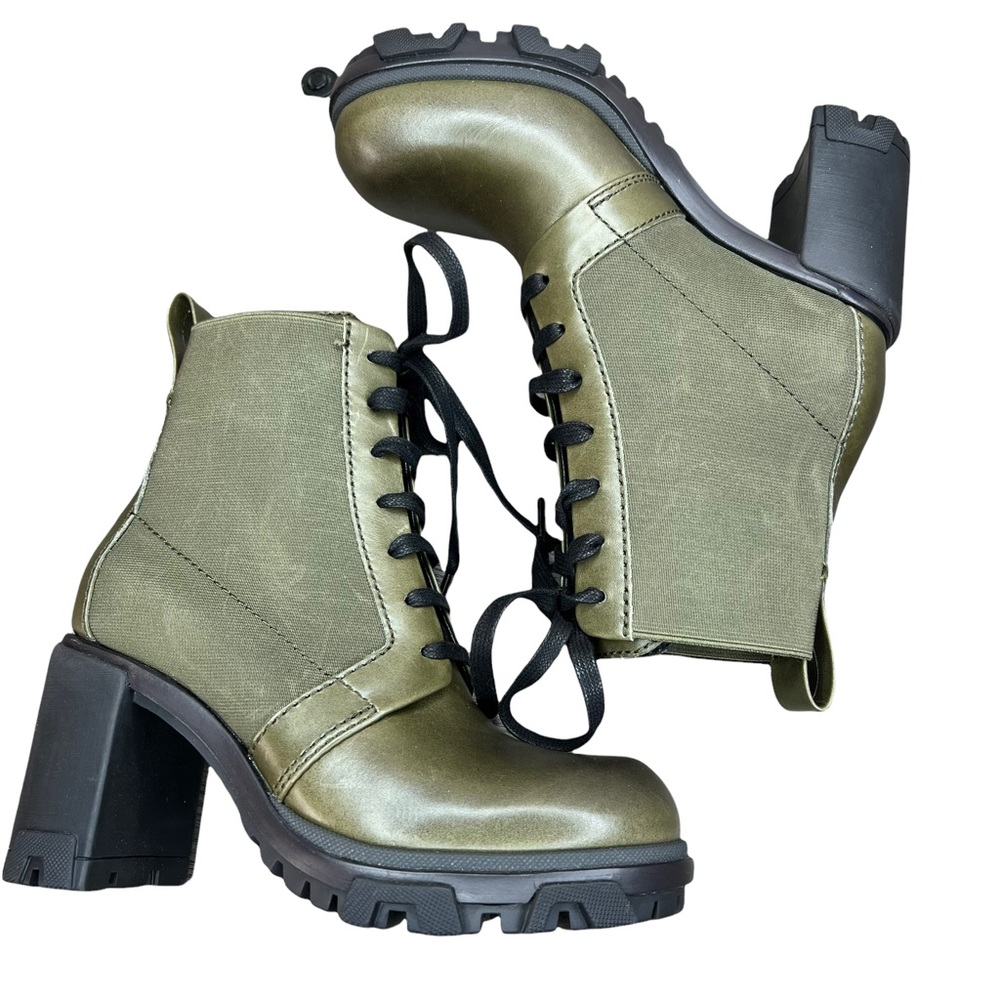 rag & bone Olive Green Lace-Up Combat Moto Boots - Picture 5 of 15